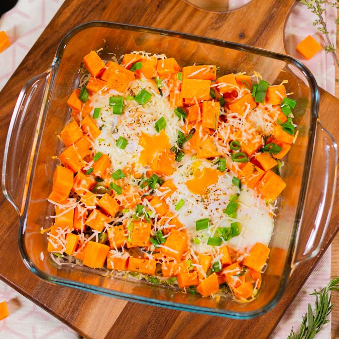 Запечённый батат с яйцом