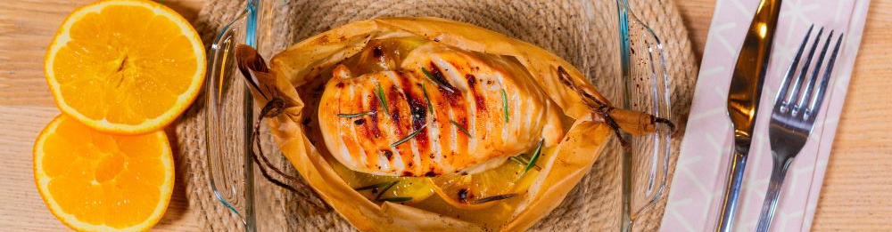 Запечённая курица с апельсином