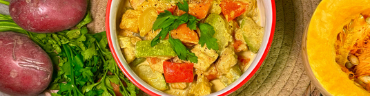 Овощное рагу с индейкой и тыквой