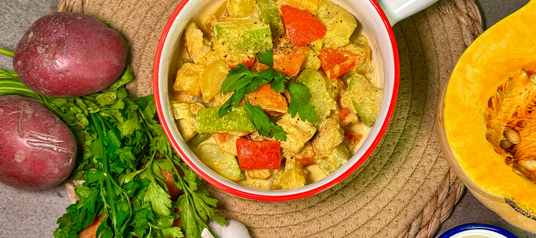 Овощное рагу с индейкой и тыквой